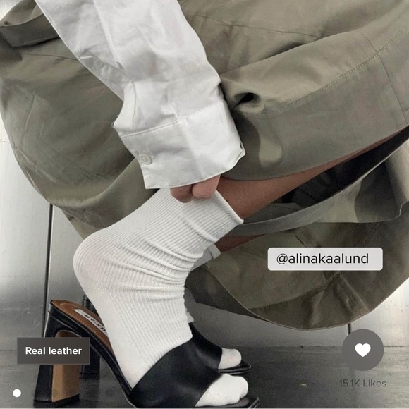 NA-KD Flared Heel Leather Mules - Picture 3 of 9